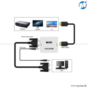 VGA2HDMI Converter Connector with Audio for PC Laptop to HDTV Projector