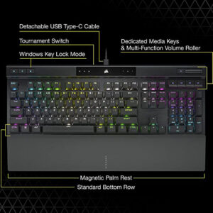 CORSAIR K70 RGB PRO MECHANICAL GAMING KEYBOARD WITH PBT DOUBLE SHOT PRO KEYCAPS CHERRY MX RED ( 1 YEAR WARRANTY)