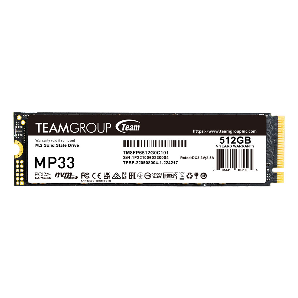 TEAMGROUP 512GB MP33 PCIe Gen3x4 M.2 NVMe SSD