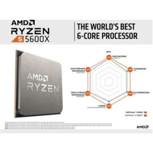 AMD Ryzen 5 5600X (6 Cores, 12 Threads, Up To 4.6GHz) Desktop Processor With Wraith Stealth Cooler (3 YEARS WARRANTY)