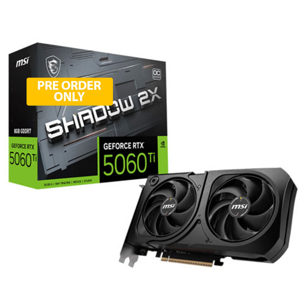MSI Geforce RTX 5060 TI Shadow 2X OC 8GB GDDR7X Graphics Card (3 YEARS WARRANTY)